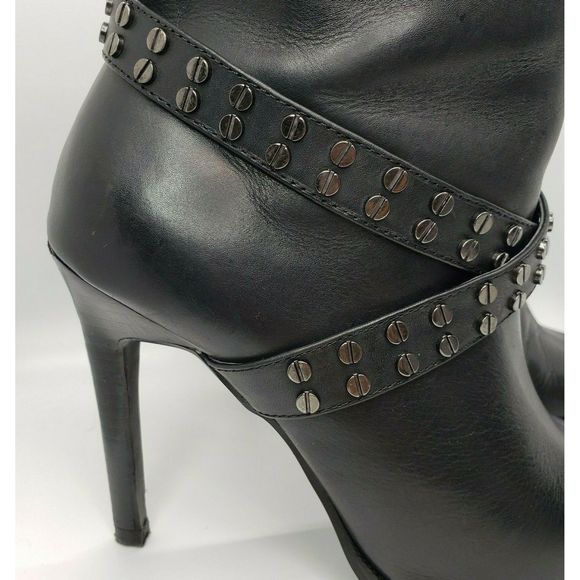 Harley Davidson Ankle Boots Black Leather Heels - Picture 4 of 11